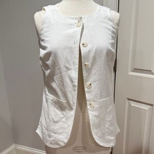 Maeve White Button-Front Vest